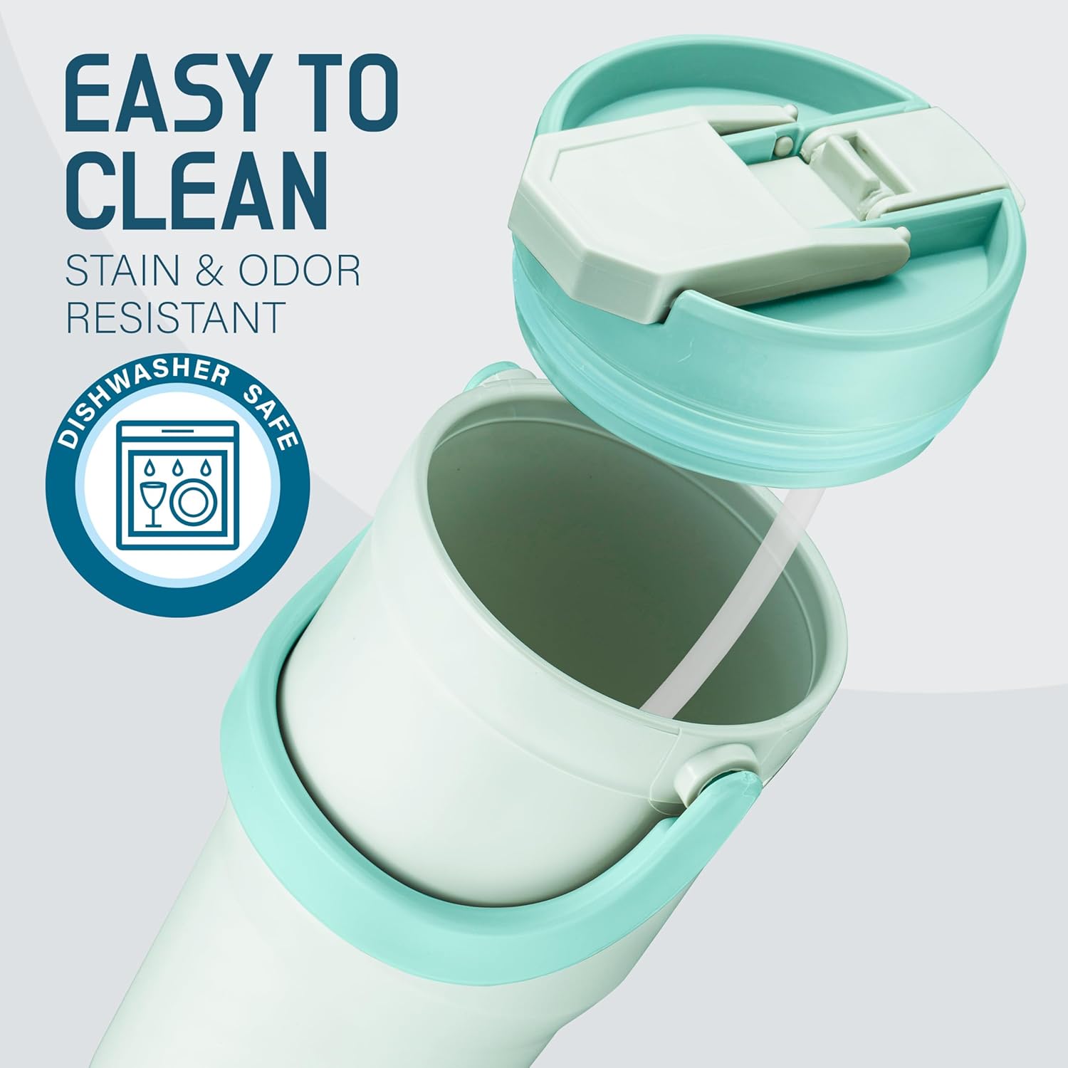 Reusable Plastic Coffee Travel Mug with Handle – Leak-Proof Lid, Microwave & Dishwasher Safe - 24 oz - Green (Teal)