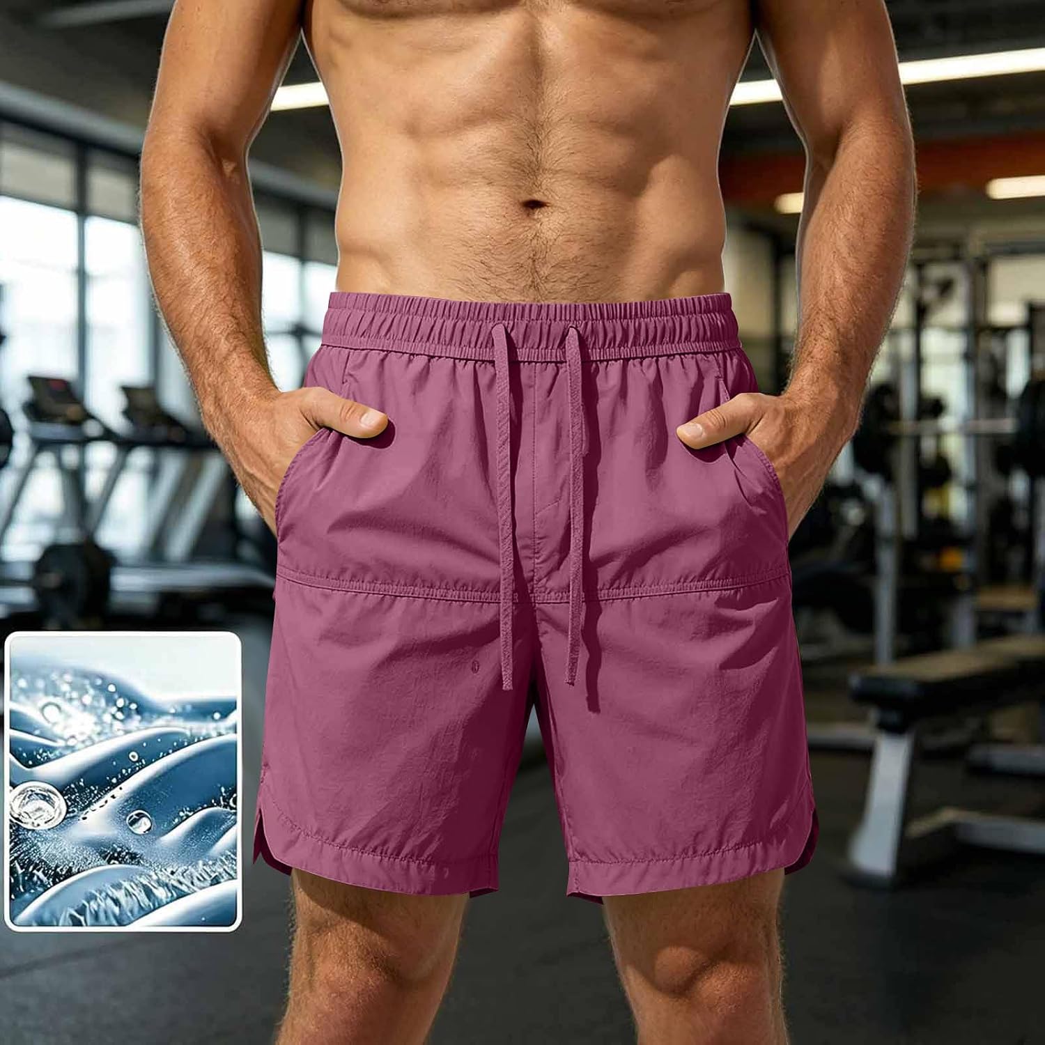 Mens Athletic Running Shorts Lightweight Quick Dry Shorts Drawstring Elastic Waist Short Pants with Pockets