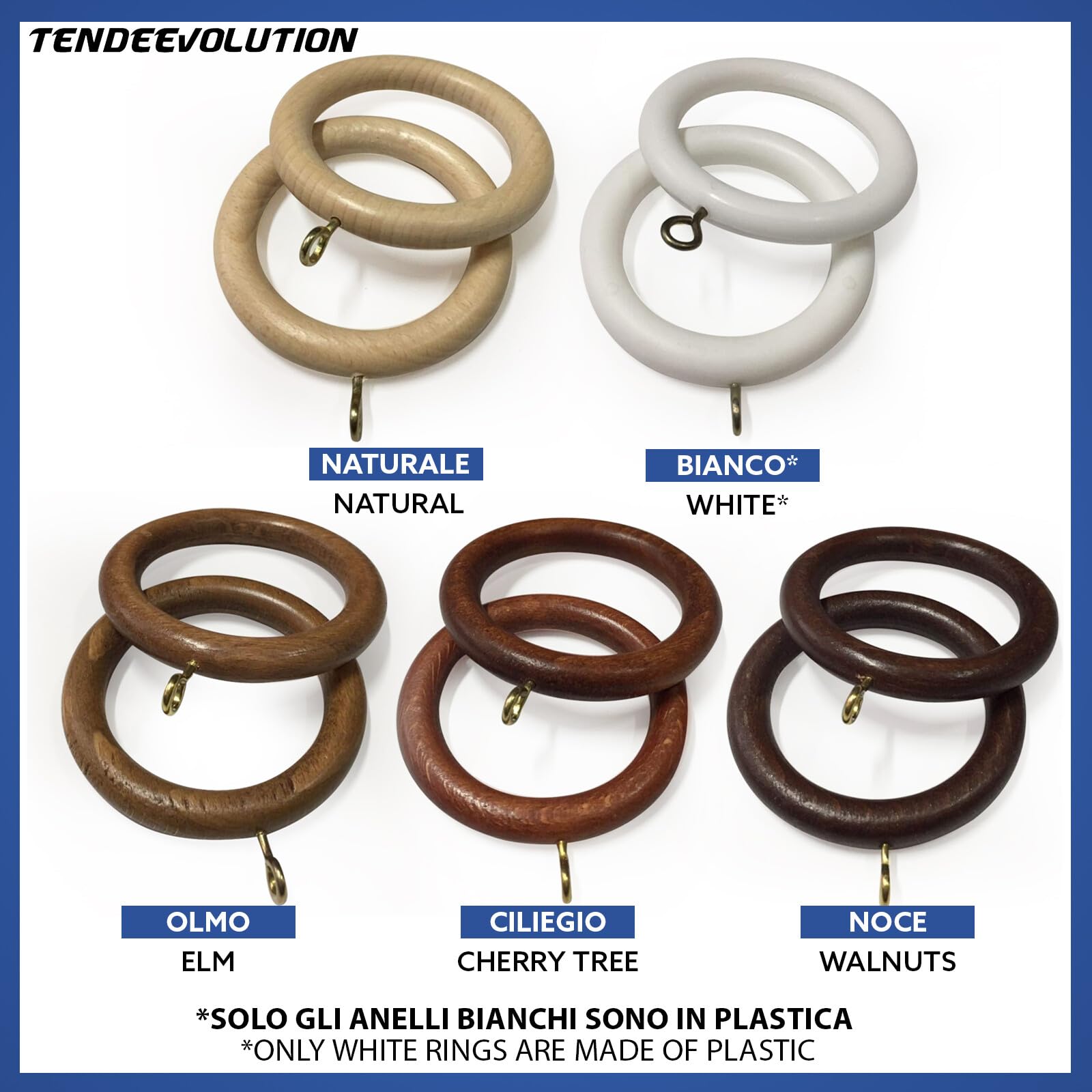 10 Anelli Per Tende Con Clip In Metallo Antiruggine - Diametro Interno 2.5 Cm, Colore Nero, Per Drappeggio Tende