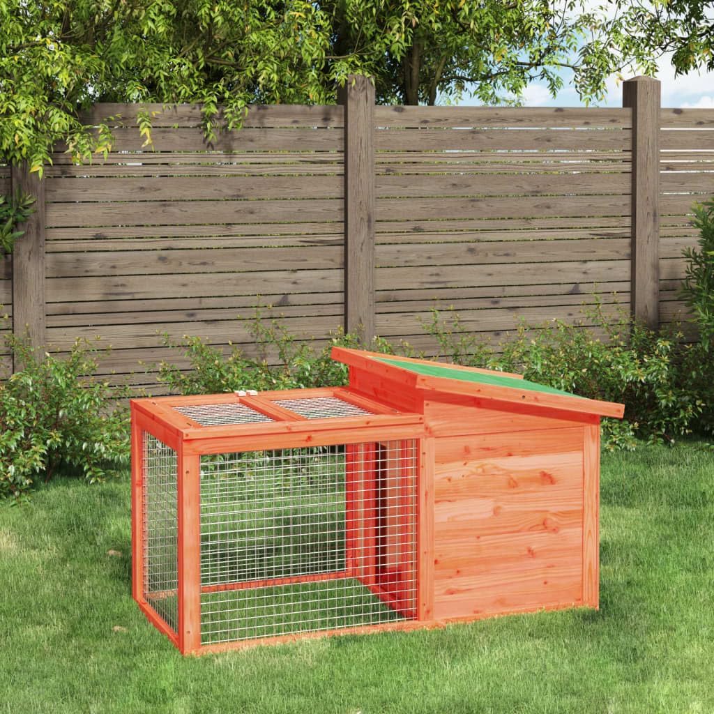 Spacious Solid Pine Wood Rabbit Hutch - Rustic Brown Design for Rabbits, Guinea Pigs & Ducks - Indoor/Outdoor Use with Nesting Box & Secure Enclosure