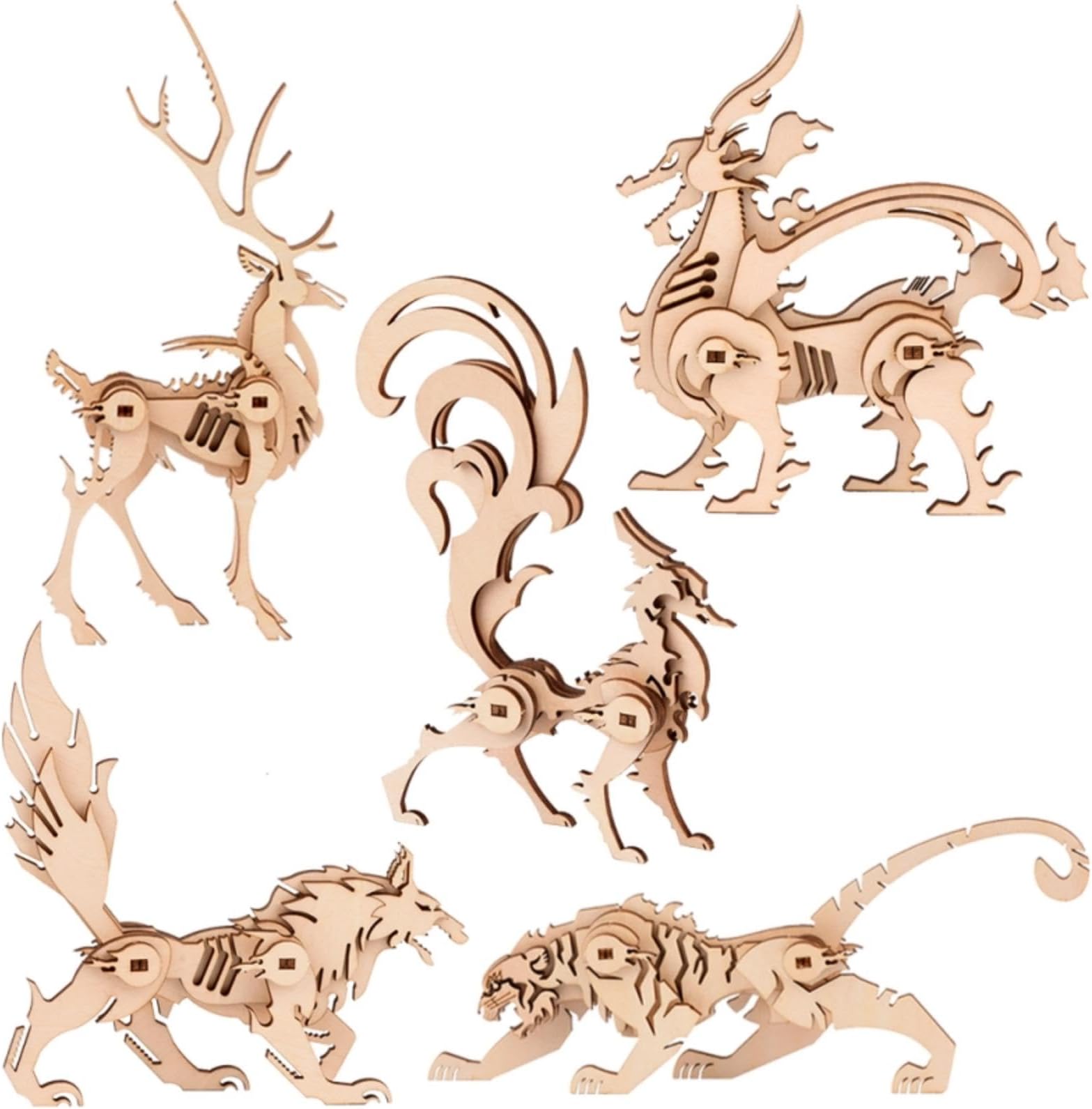 yii wmoc 3D Wooden Puzzles Animal Model - Collectibles Wooden Model Kits for Adults Desk Display Gift for Boys/Girls(5 pcs)