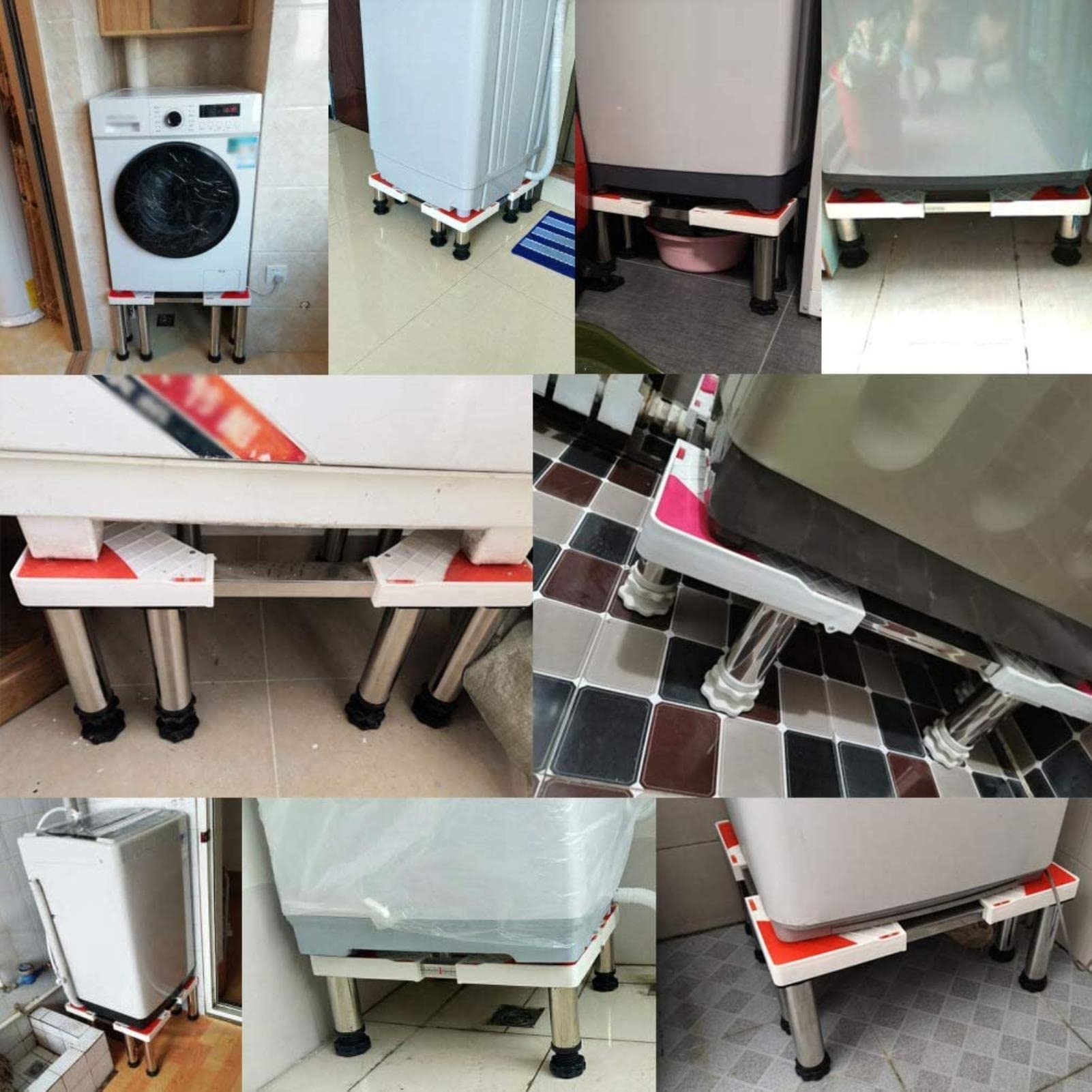 Stojak na pralkę podstawa podstawa pralki wytrzymała podstawa podstawka pod pralkę antypoślizgowy stojak na lodówkę L/W: 45-65 cm składany uchwyt stojak podniesione urządzenia platforma robocza uniwersalny stojak na lodówkę Ped