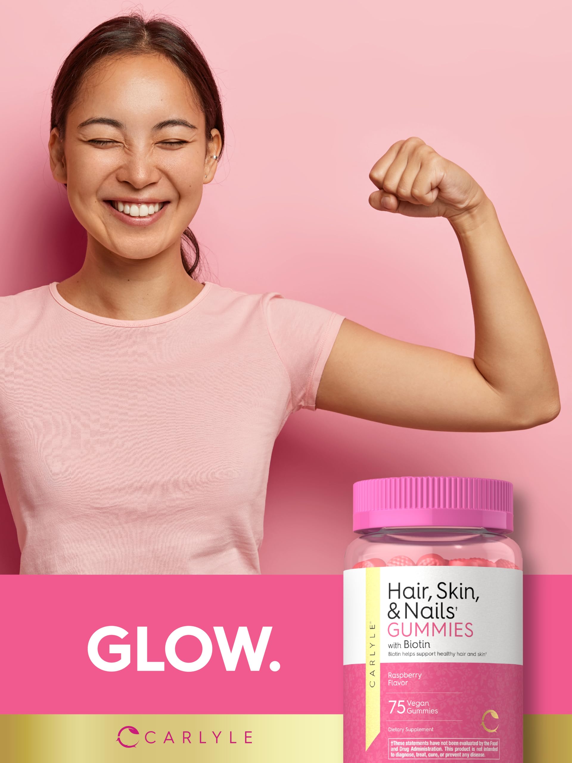 Carlyle Hair Skin and Nails with Biotin 2500mcg | 75 Gummies — Amazon image 6