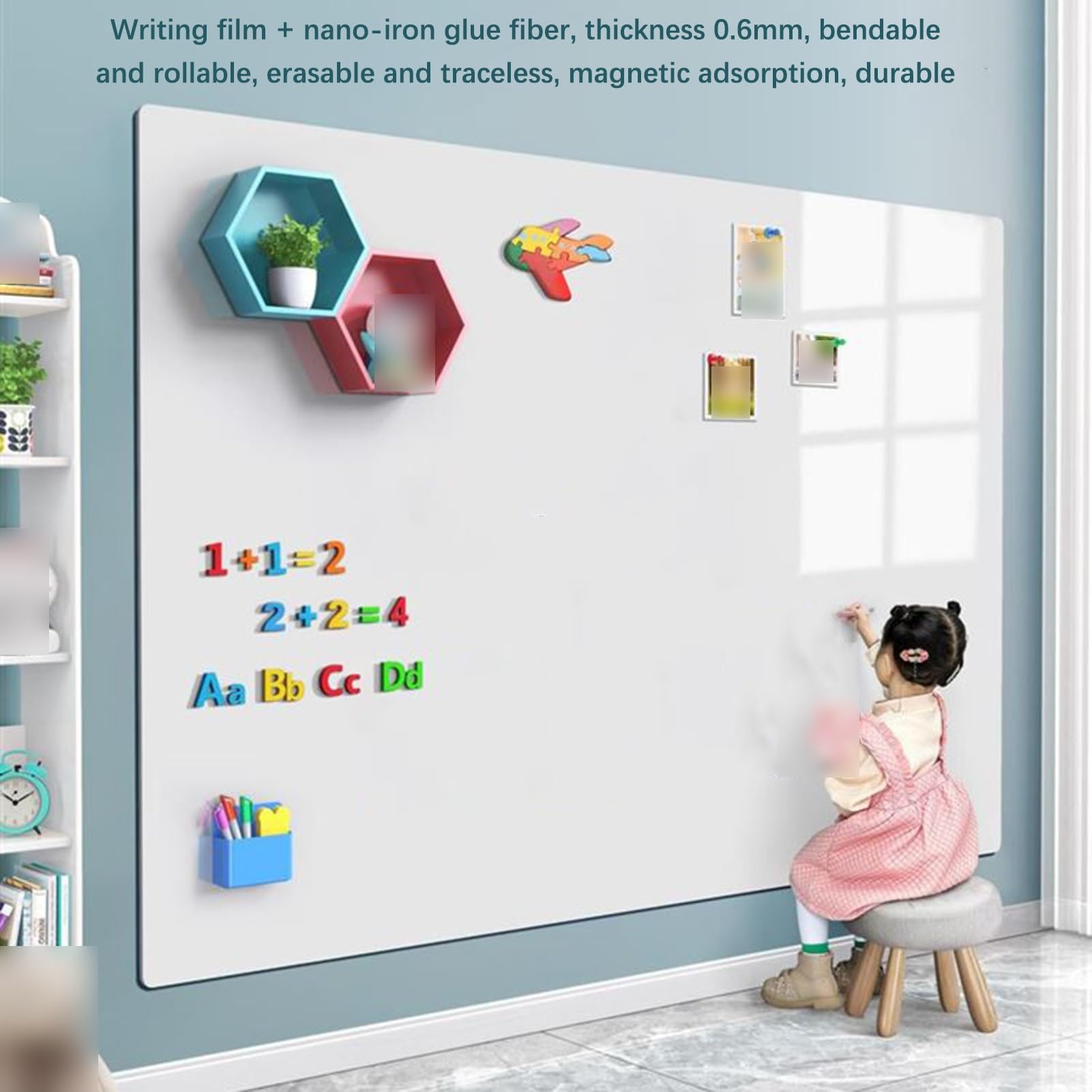 Vinilo Magnetico Pared Niños Pizarra Blanca Magnética De Borrado En Seco  Para Frigorífico Pizarra Blanca Niños, image size:1601x1601