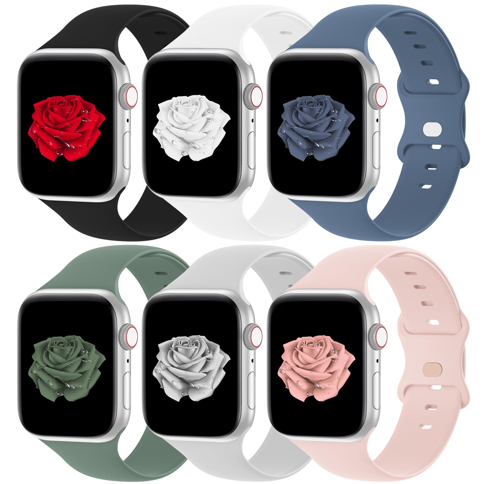 Bandiction Compatible with Apple Watch Series 3 38mm Series 5 40mm iWatch Bands 38mm 40mm 41mm, Soft Silicone Sport Replacement Strap Compatible for