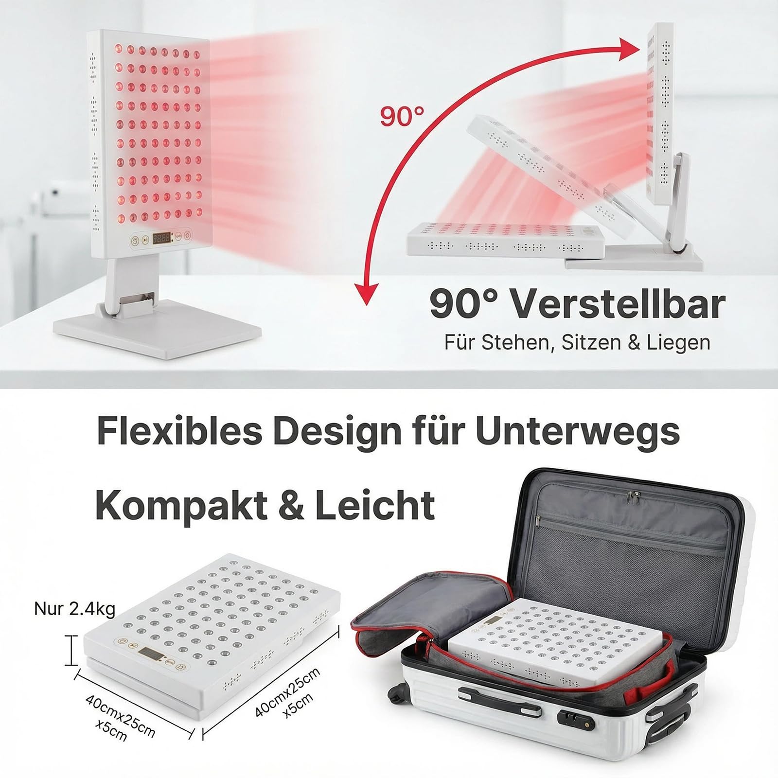 Rotlichttherapiegerät, Rotlichtlampe mit 1-30min Timer