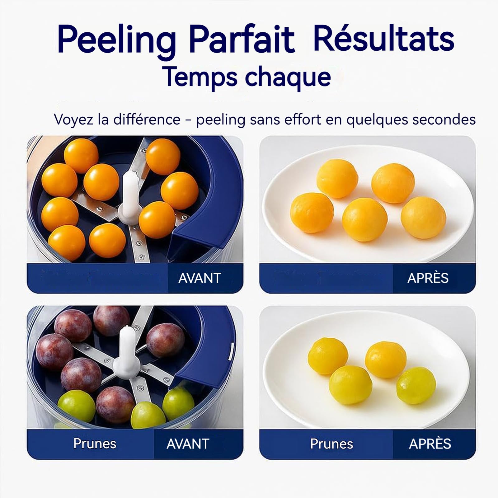Machine à éplucheur électrique, Electric Grape Peeling Machine Garlic Peeler Skin Remover Rechargeable, Adapté Aux Cuisines Domestiques Et Professionnelles (1pc-bleu)