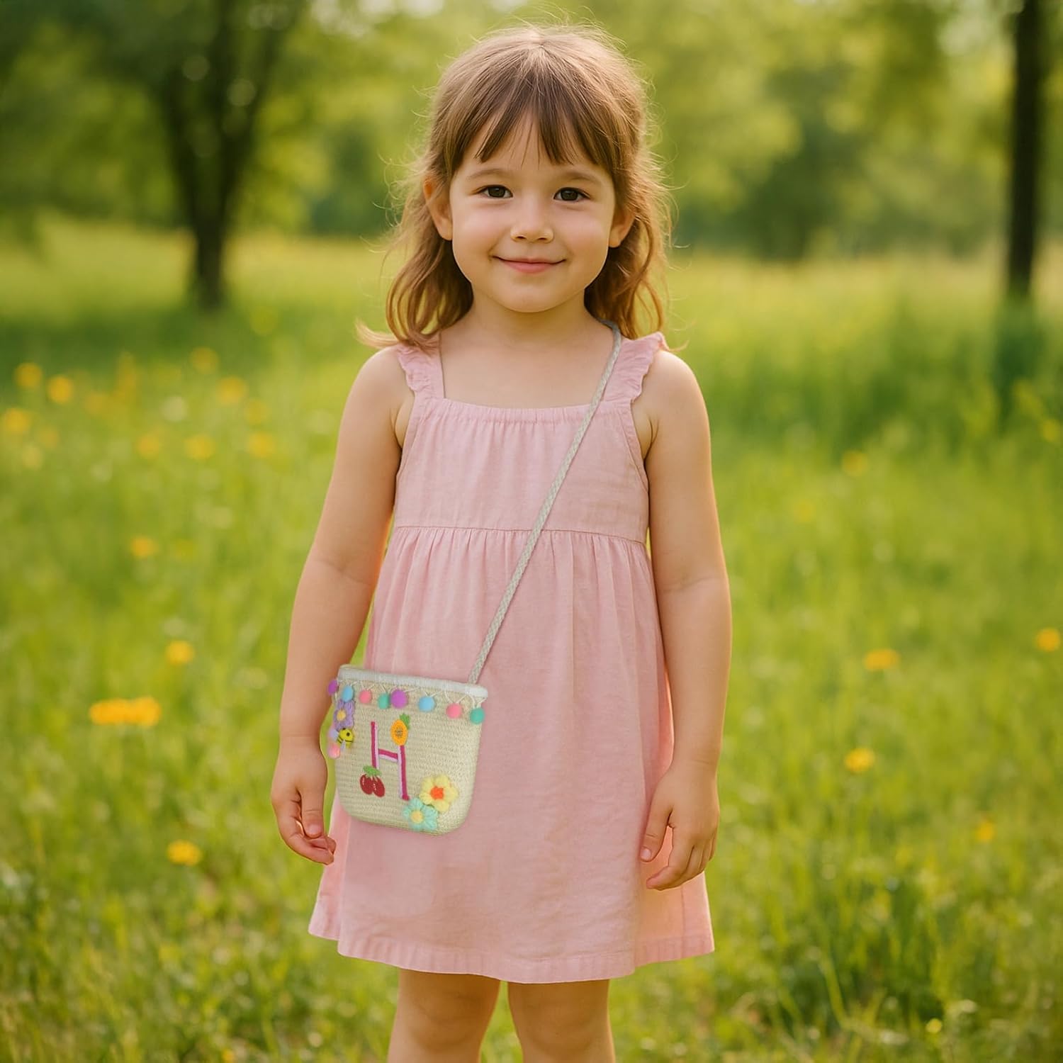 Letter Small Woven Straw Summer Beach Tote Bag for Women 2025,Woven Straw Beach Purse Shoulder Crossbody Bag for Women 2025 - Image 3