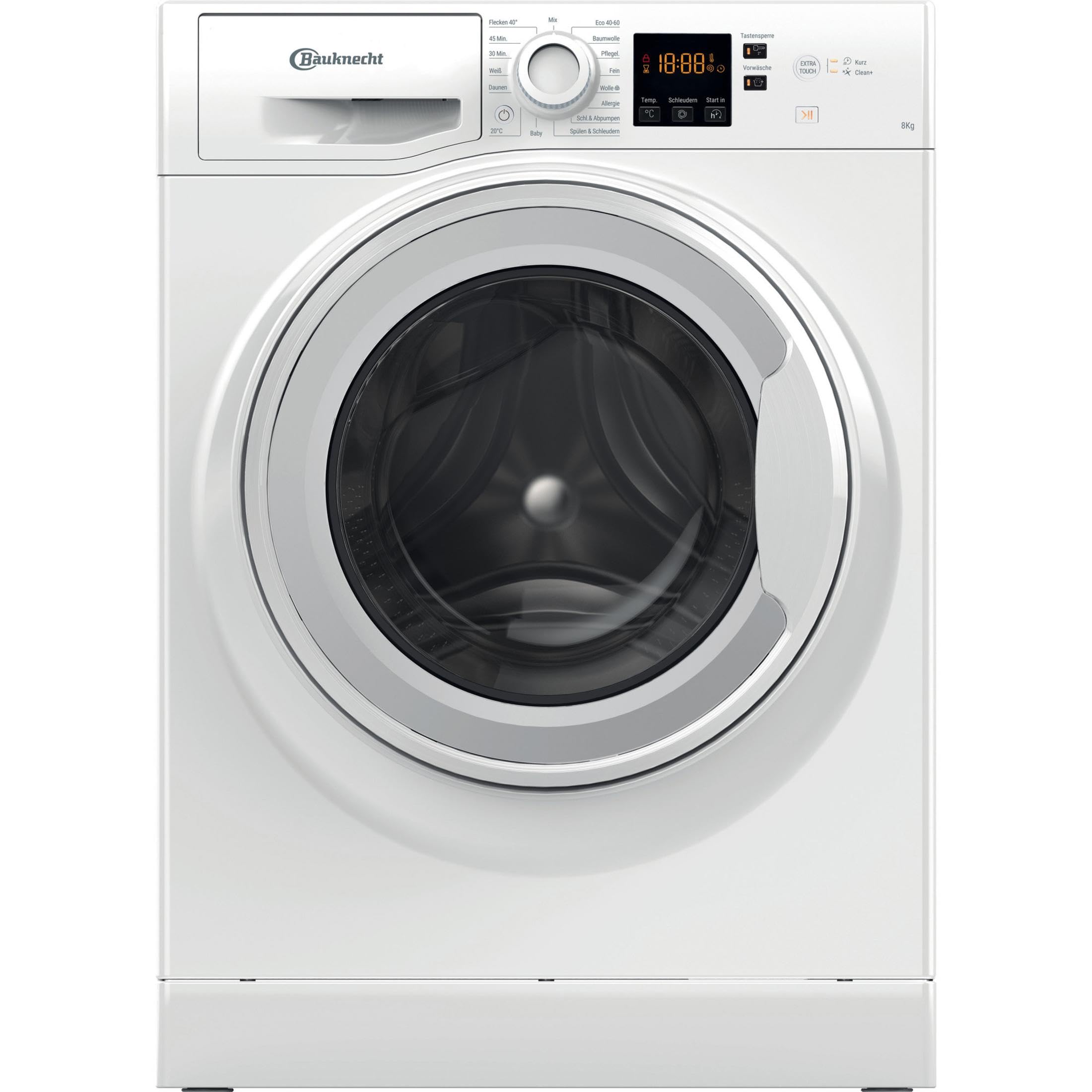 Bauknecht BPW 814 A Waschmaschine, 8 kg, 1400 U/min, Frontlader, Flecken 40° Fleckentfernung, Dampfprogramme & Steam Hygiene, leiser Inverter-Motor, Extra Touch, Anti-Allergie, Weiß