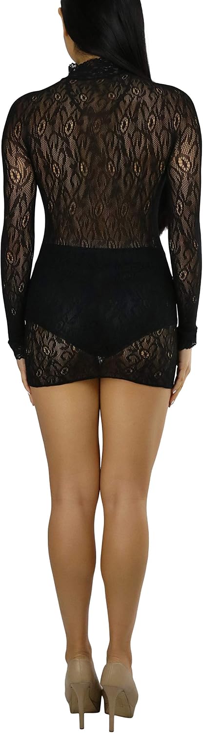 ToBeInStyle Women's Long Sleeve Turtle Neck Lace Dress