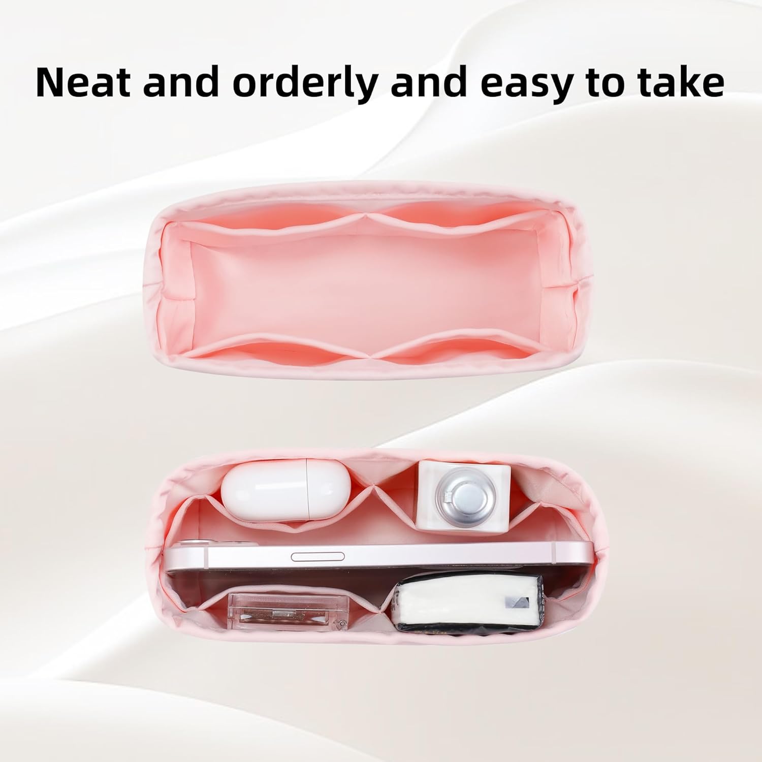 DGAZ Bag Organizer Insert, Silk Purse Organizer, Luxury Handbag & Tote, Fits Kelly Mini I/II /20/25/28/32/35/40 Bags (Pink, MiniKelly2) - Image 5