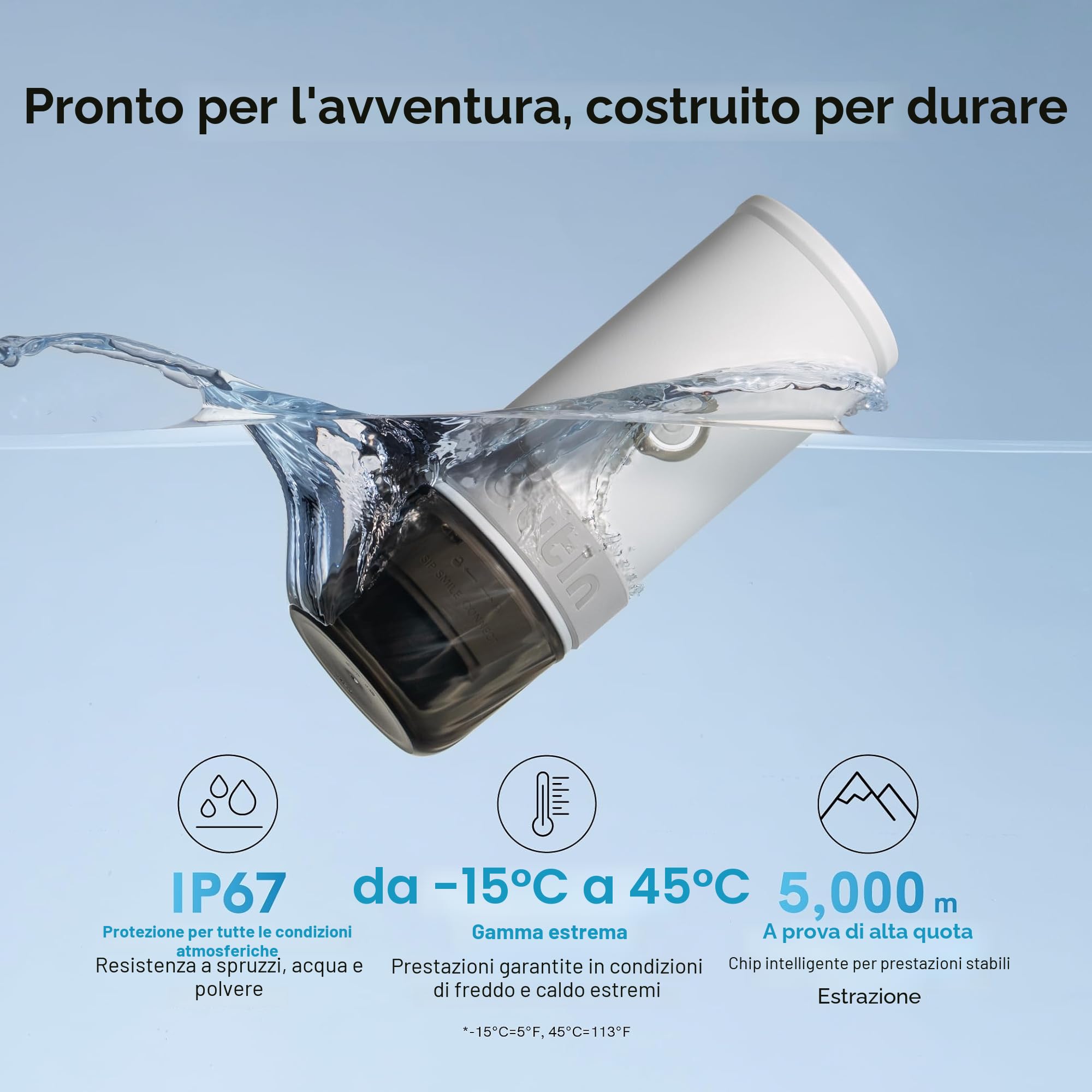 OutIn Mino Macchina per caffè espresso elettrica portatile, mini caffettiera da campeggio da viaggio, macchina da caffè tascabile con riscaldamento autonomo tramite USB-C, per qualsiasi avventura