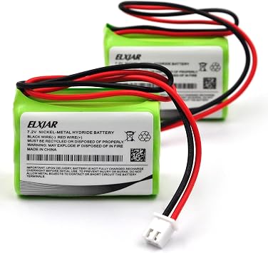 2-Pack 7.2V 800mAh Ni-MH Battery for ANIC0191, ITI 34-051, 6HRAAAU | AAA battery fits ADT 6HR-AAAU and Sanyo 34051/6HRAAAU34051 emergency lighting systems; includes 8-inch wire leads.