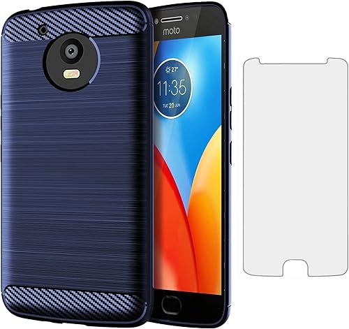 Asuwish Compatible con funda Moto E4 Plus y protector de pantalla de vidrio templado Accesorios silicona Fundas para teléfono MotoE4Plus Motorola