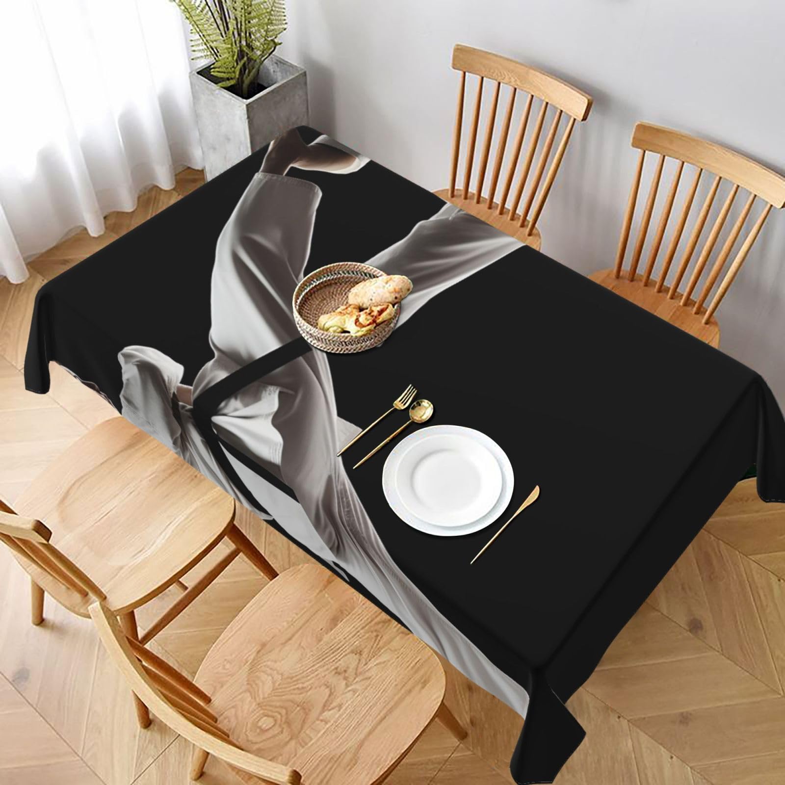 WPKJU Taekwondo Martial Arts Printed Tablecloth 60x90 in Water Resistant Table Cover Washable Rectangle Table Cloth for Dining Tables