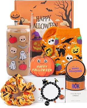 Ithmahco 2025 Boo Basket Stuffers For Women, Teens, Girl, Halloween Baskets, Spooky Gifts, Boo Box For Her, Teacher, Halloween Party Decorations For Adults, Themed Gifts, Bat Pumpkin Baskets