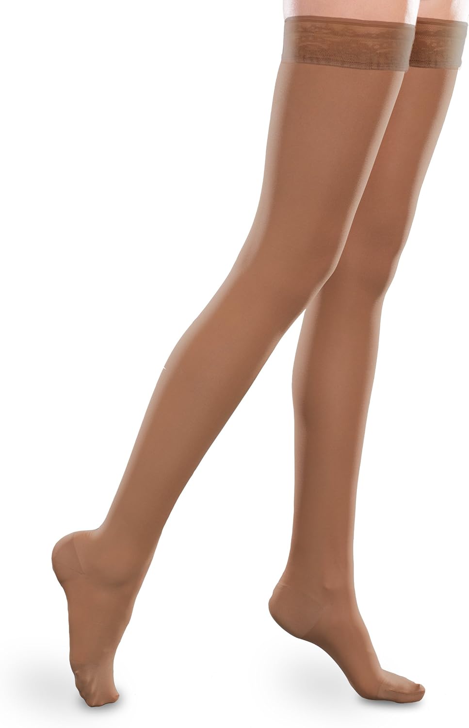 Sheer Ease Women's Thigh High Stockings - 15-20mmHg Mild Compression Nylons