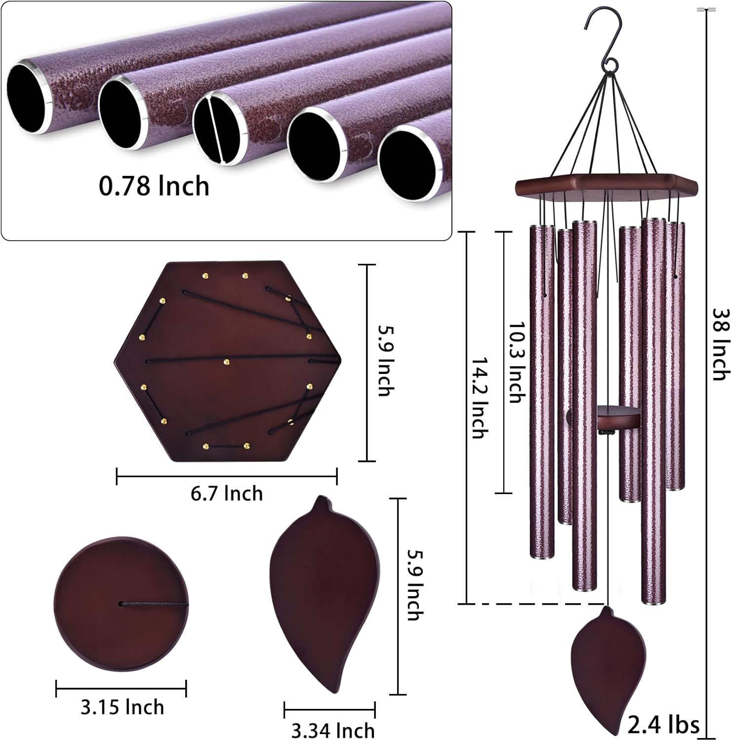 Sympathy Wind Chimes for Outside Deep Tone, Memorial Loss of a Loved, Large Wind Chimes with 6 Thicken Tubes & Hook, Outdoor Gifts Mother, Garden Decor - Image 3