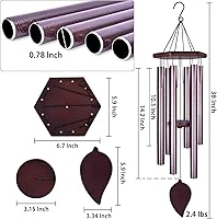 Vista 3 de Campanas de Viento de Simpatía para Exterior Tono Profundo, Campanas Conmemorativas para la Pérdida de un Ser Querido, Campanas Grandes con 6 Tubos