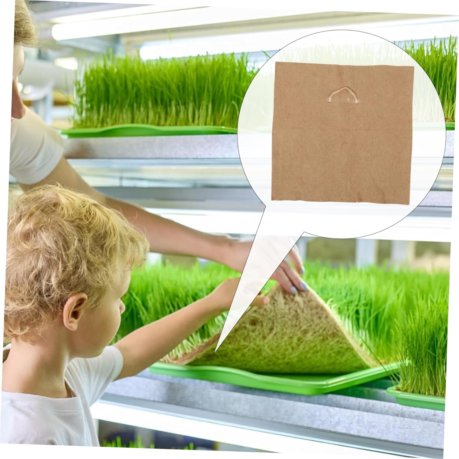 YARNOW Jute Growing Pads for Microgreens 4Pcs Germination Tray Paper Moisture Retention Reusable Seed Paper for Hydroponic Growing and Sprouting