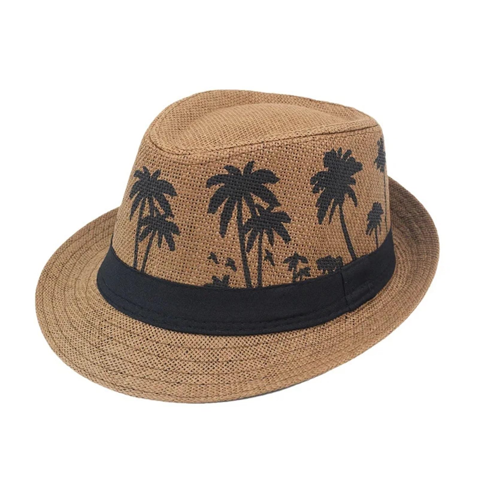Sombreros de paja de verano para hombre, árbol de coco y mujer, transpirable, tropical, vacaciones, playa, jazz, sombrero Fedora