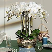 Vista 4 de Falaenopsis artificial con florero, orquídea artificial, bonsái, plantas falsas de imitación, centros de mesa, centros de mesa, decoración de sala