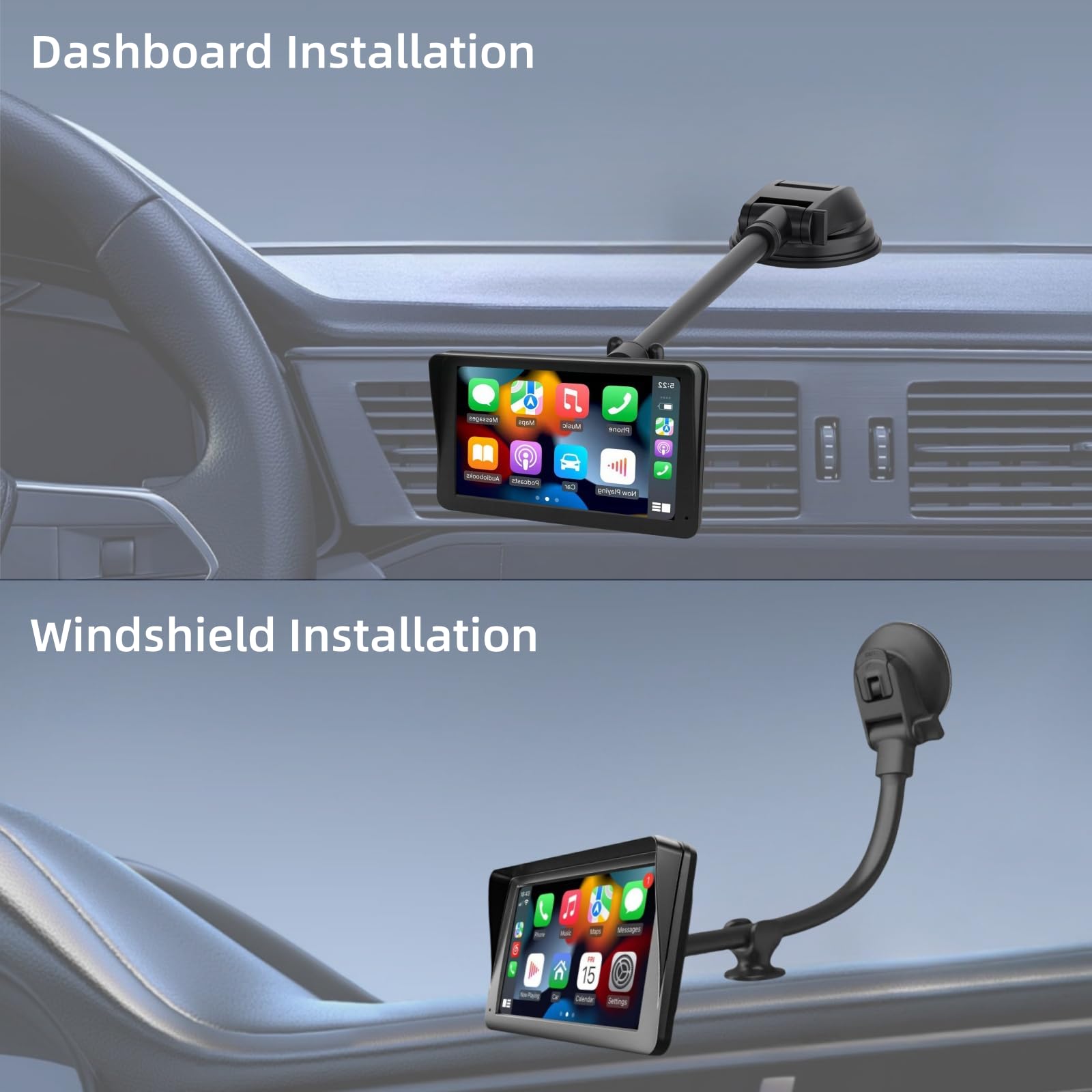 Supporto Auto Ventosa Per Schermi 7-10 Pollici - Rotazione 360° Per