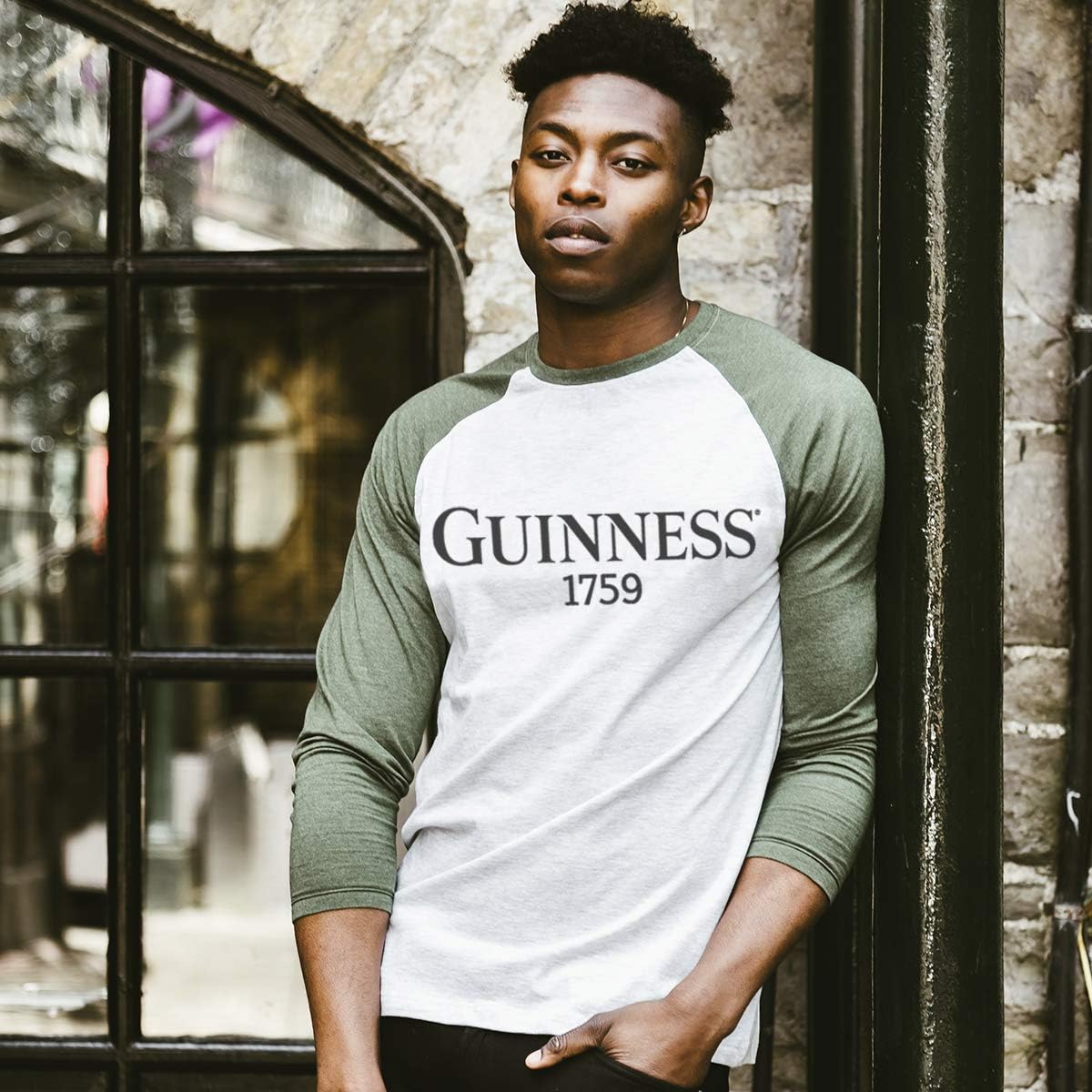 Guinness Green and Grey Heathered Vintage Baseball Tee - Cotton Polyester Raglan Style Long Sleeve T-Shirt - Image 8