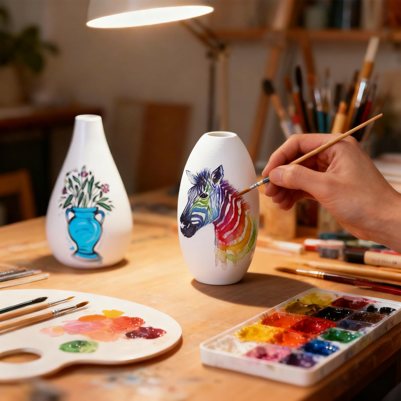 Set di 16 vasi in ceramica bianca, moderni vasi da fiori bohémien, per decorazioni domestiche, piccoli vasi per pittura fai da te, centrotavola per feste, matrimoni, erba della pampa