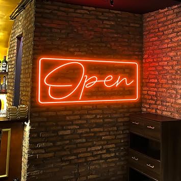 Neon Open Sign Neon Open Sign Led Open Signs for Business Window Door Light for Restaurant Pet Store Office Open sign Coffee Open Bar Sign LED Light Closed Open Sign Orange - 24x10