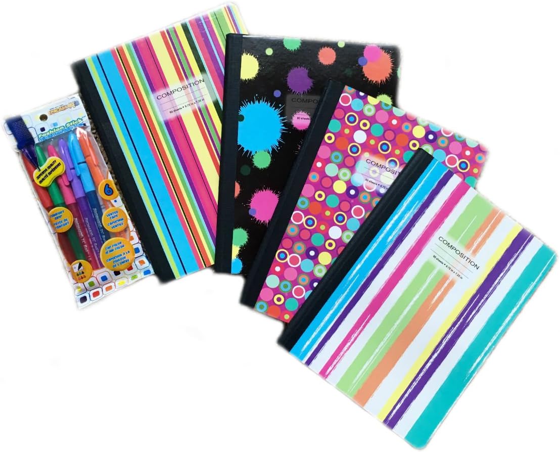 Notebooks for Kids Composition Notebook With Colored Pens Elementary School Supplies Writing Paper Girls Teens