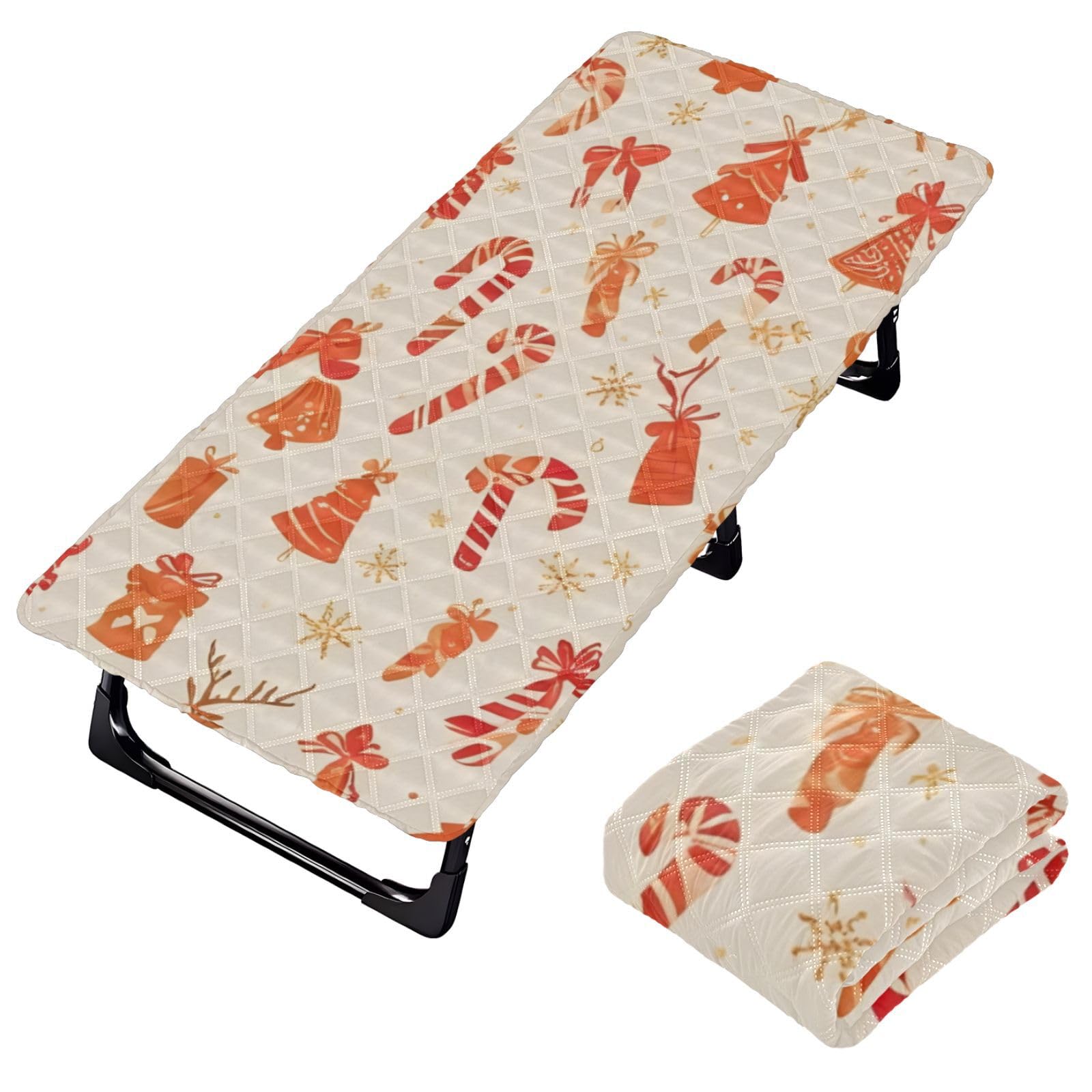 Hezely Toddler Fitted Sheet, Toddler Mattress, Portable Folding Mattress for Kids 49.6x24.8 Inch,Orange Christmas (1 pcs)