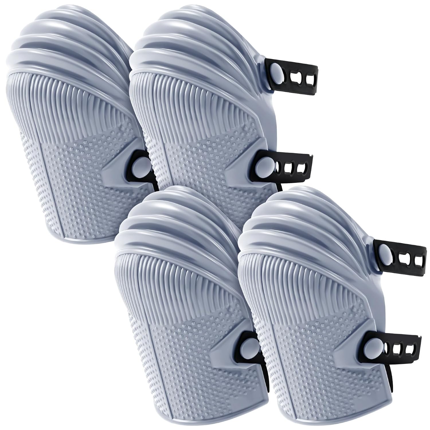 Soulchen 2 Pairs Construction Knee Pads for Men Women Heavy Duty Knee Pads for Work with Flexible Plastic and Thick Foam Cushion Adjustable Thigh and Shin Straps for Roofing Flooring Gardening (Gray)