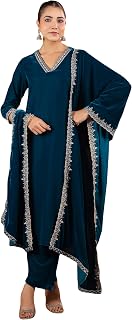 Janasya Women's Velvet Zari Embroidered Straight Kurta Set Price In India