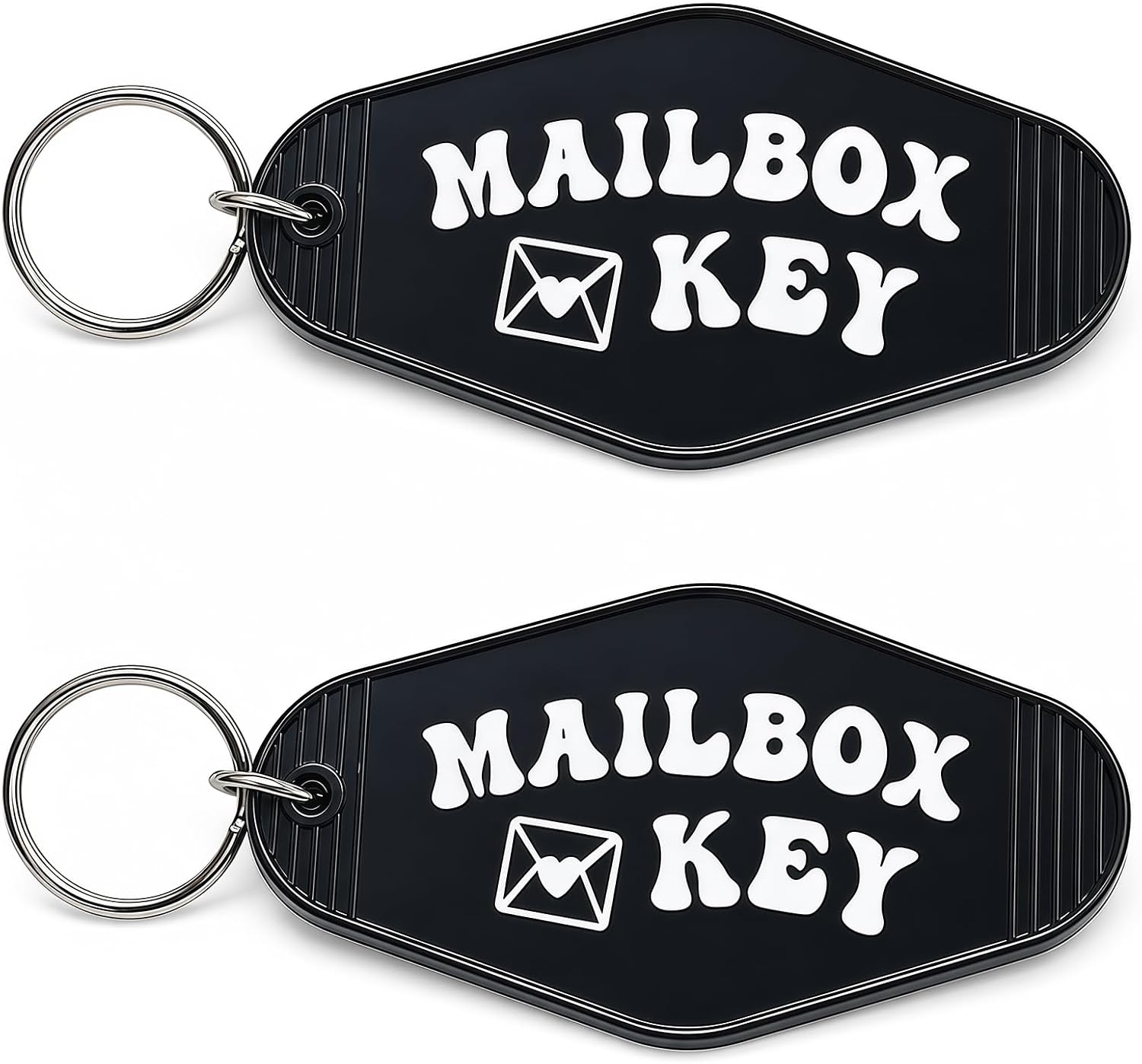 Mailbox Keychain 2 Pack with Label Tags for Keys Organization, Metal Key Ring Holders for Home, Office, or Storage, Practical Key Finder Accessories