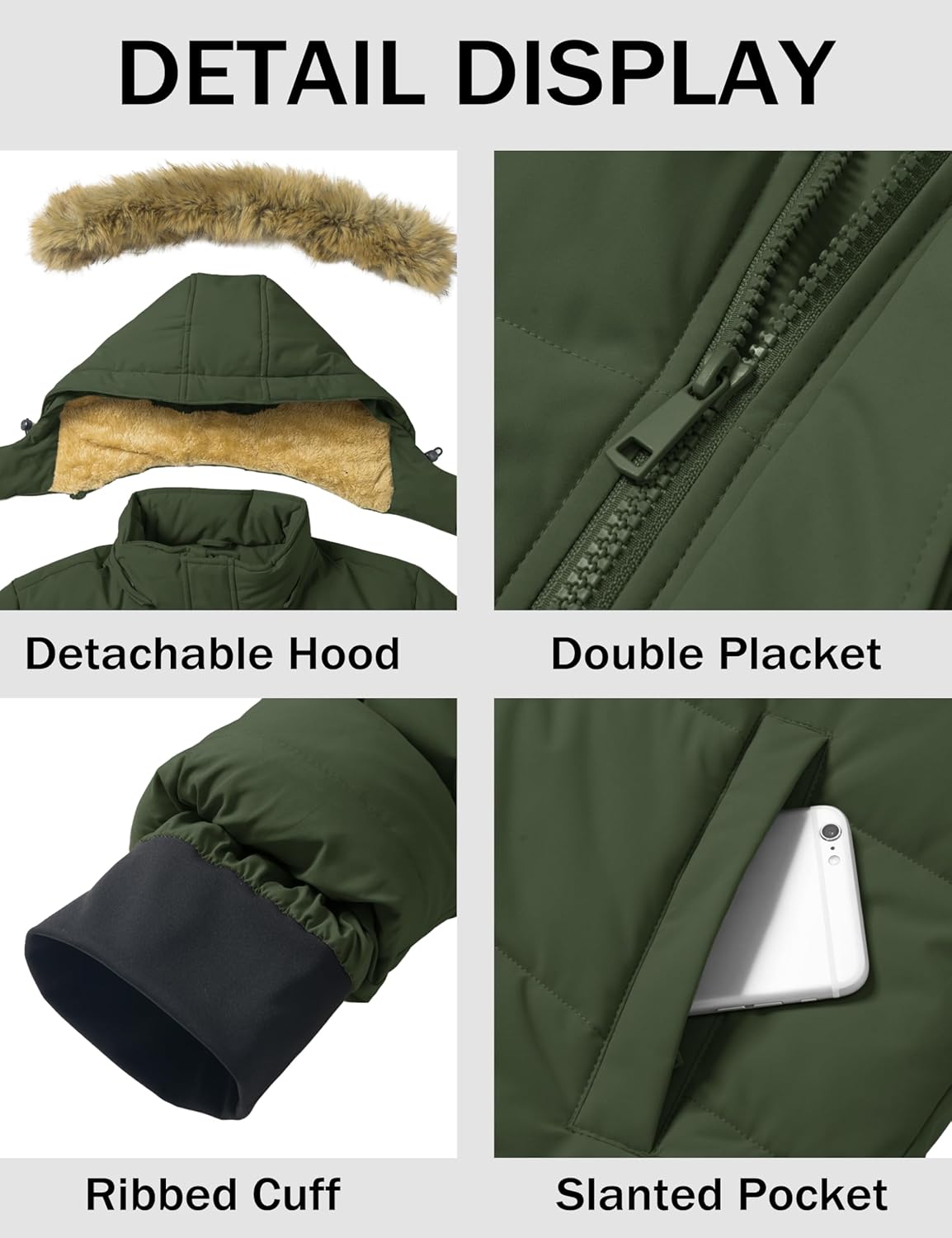 MAGCOMSEN Men's Winter Jacket Water Repellent Windproof Warm Thicken Fleece Lined Coat Warm Thicken Winter Parka Jacket - Image 6