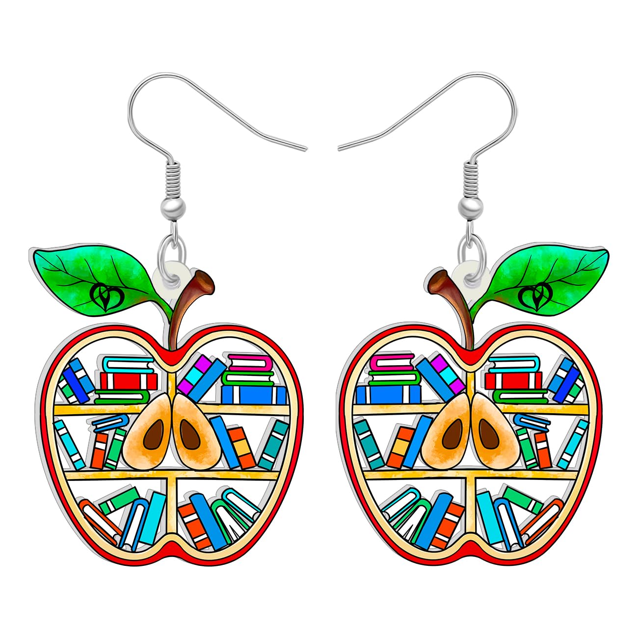 LONYOO Acryl Buch Ohrringe baumeln Schmuck lustig Bücherregal zurück zu Schule Geschenke für Lehrer Frauen Mädchen Kinder Charms