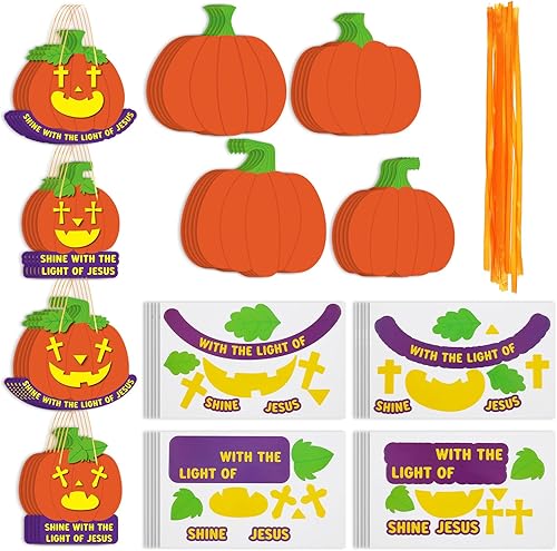 Miniatura 5 de VitalCozy Juego de 24 kits de manualidades de calabaza de Halloween, manualidades religiosas con papel bíblico, cristiano Jesús, manualidades,