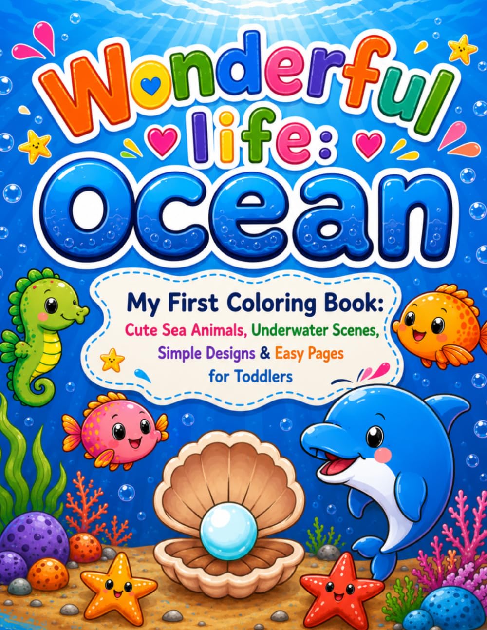 Wonderful life Ocean: My First Coloring Book: Cute Sea Animals, Underwater Scenes, Simple Designs & Easy Pages for Toddlers