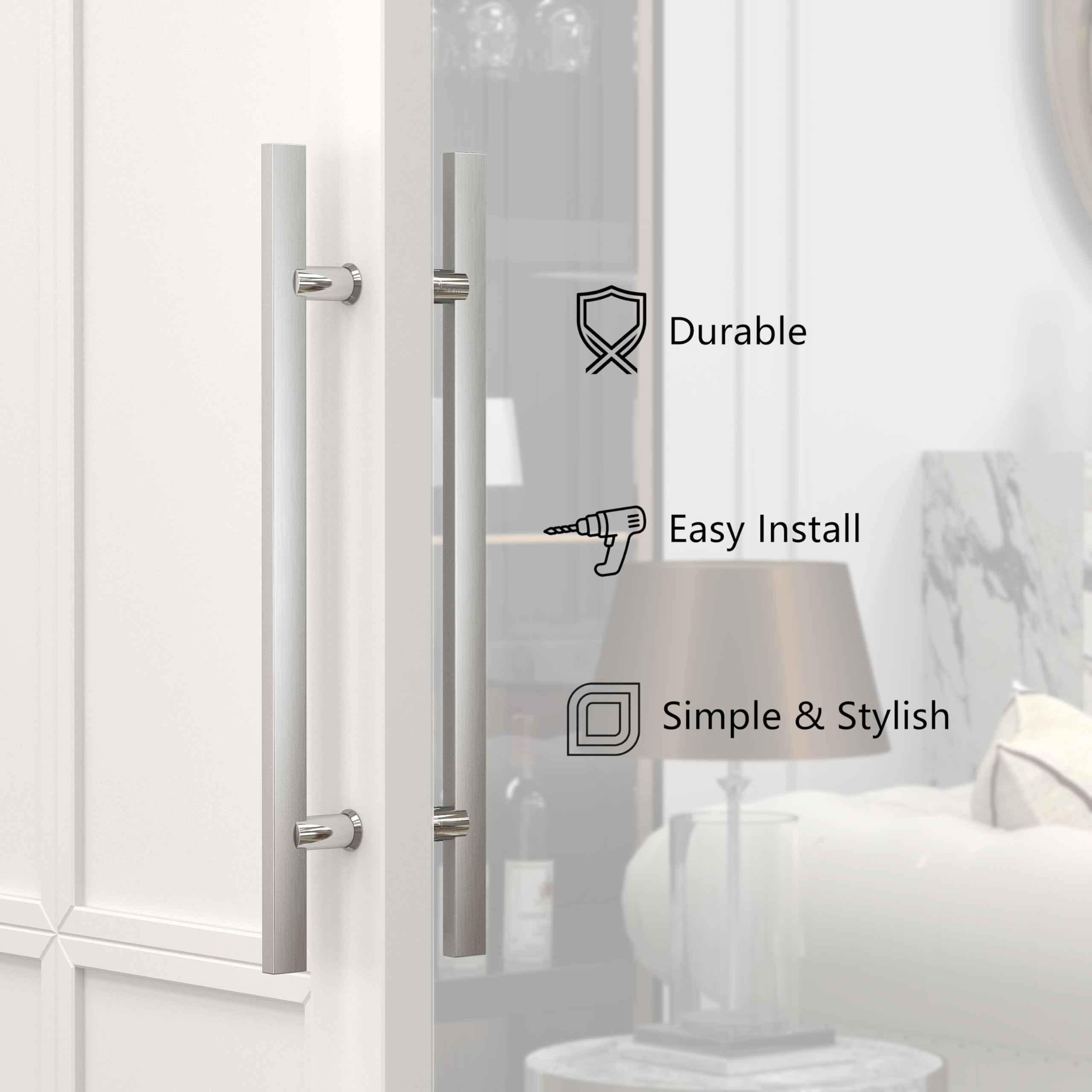Togu tg6017 – 6005 SS push-pull Tirador de puerta de acero inoxidable para entrada/entrada/ducha/cristal/Tienda/Almacén, Interior/exterior Granero & Puertas – Acabado Satinado cepillado