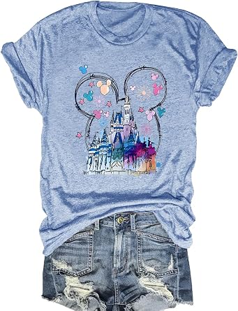 Magic Kingdom Shirts for Women Magical Castle Graphic Tees Family Vacation Trip Short Sleeve Tops