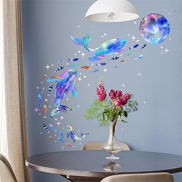 Wall Sticker, Sea Fish, Whale, Marine Life, Dazzle Color, Glow in the Dark, Fashionable, Animals, Stars, Moon, Deep Sea Fish, Wall Decal, Underwater World, Stickers, Waterproof, Room Wall