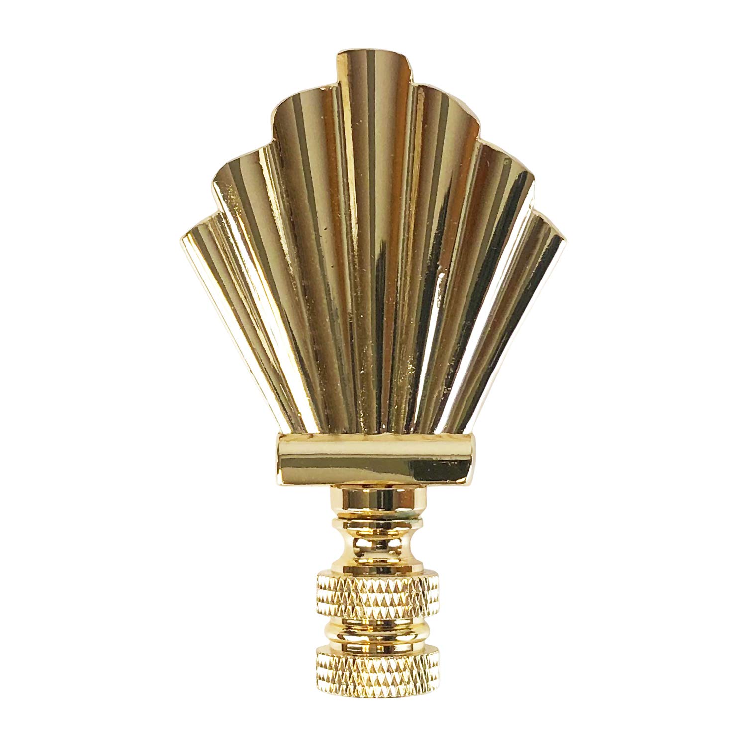 Royal Designs Art Deco Motif 3" Lamp Finial for Lamp Shade, Polished Brass - Set of 2