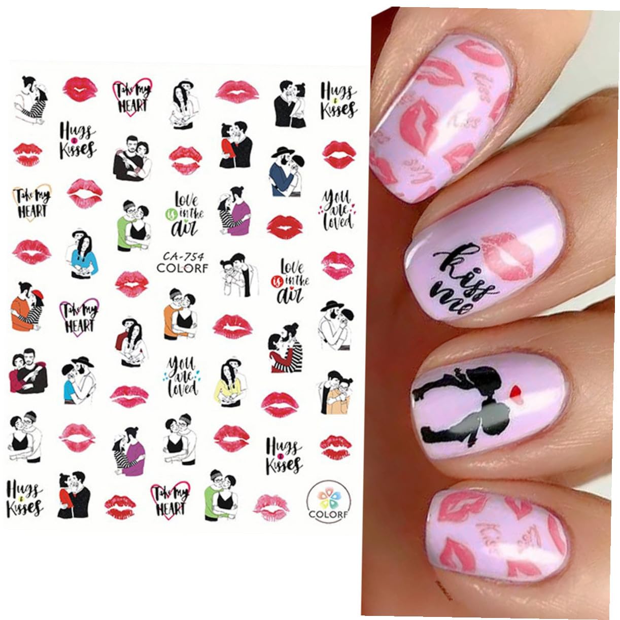 ABOOFAN 45hojas Pegatinas Adhesivas De Uñas Para San Valentín Diseños De Cupido y Rosas Fácil Aplicación Para Manicura