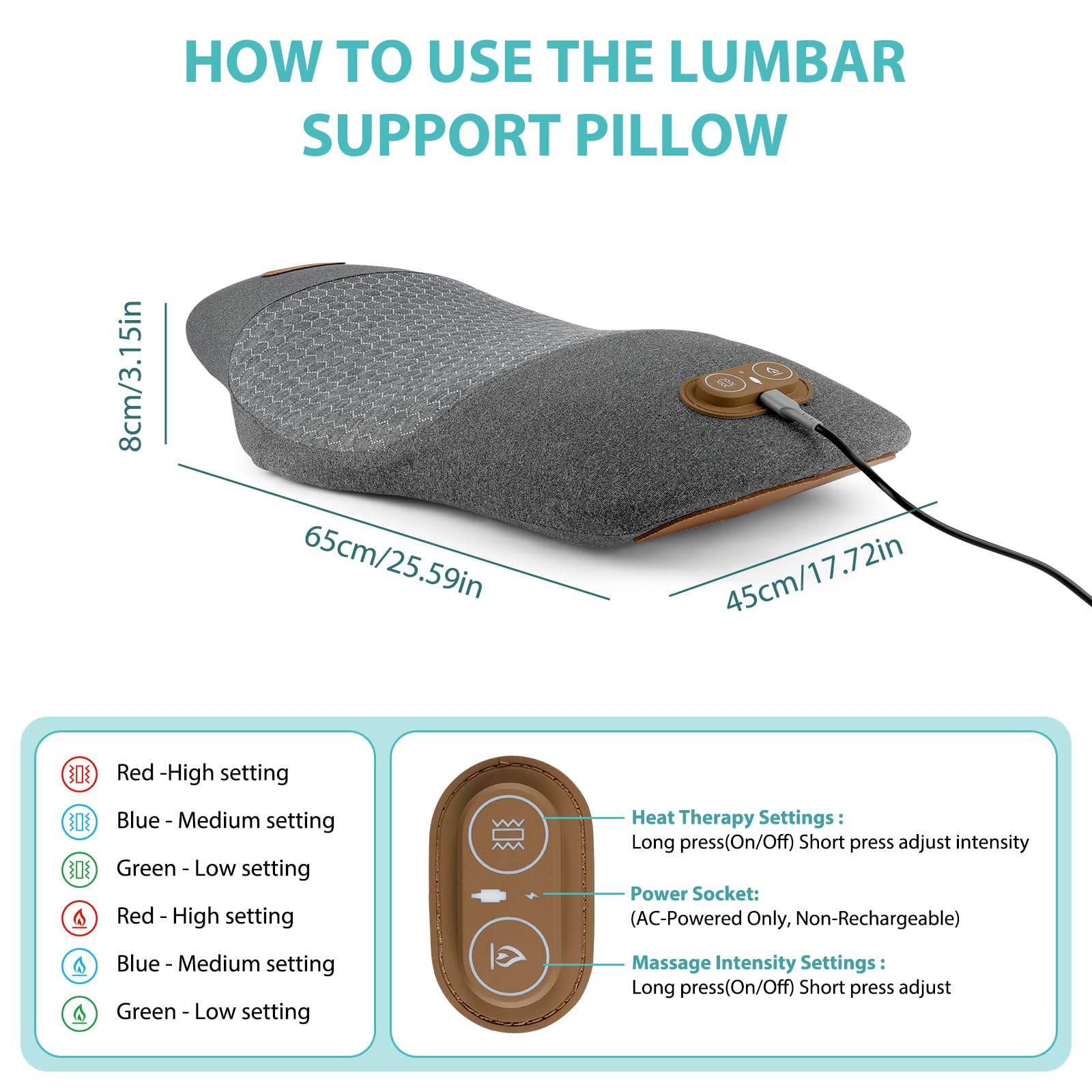 Dispositivo de masaje lumbar eléctrico, masajeador lumbar eléctrico, dispositivo eléc-trico de tracción lumbar, masajeador lumbar eléc-trico, masajeador trasero con vibración y calor, masajeador