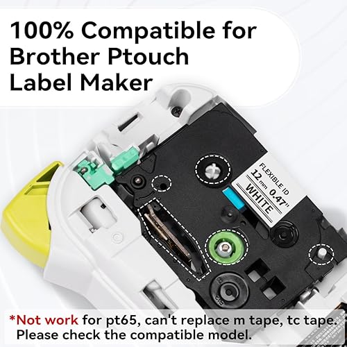 Miniatura 2 de Label KINGDOM Cinta de etiquetas flexible compatible con TZe-FX231 Brother tzefx231 de 0.47 pulgadas, 0.47 de identificación flexible, cinta de