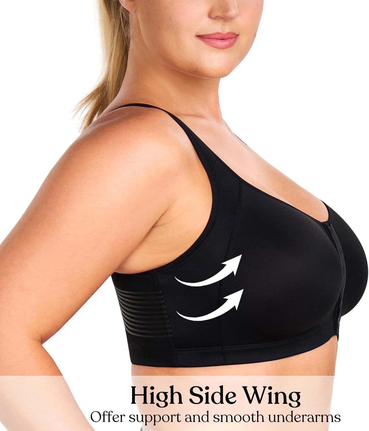 HSIA Women's Posture Minimizer Bra - Front Closure Bra for Women No Underwire Back Support Plus Size Full Coverage Bra - Image 5
