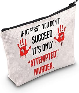 LEVLO Serial Killer Cosmetic Make Up Bag Crime Show Fans Gift It's Only Attempted Murder Makeup Zipper Pouch Bag For Friend Family, Attempted Murder, Cosmetic Bag