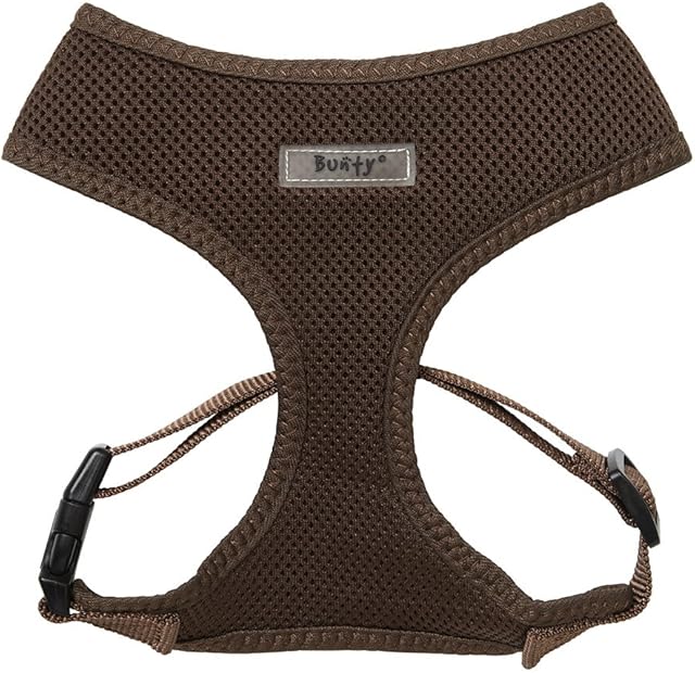 Bunty Soft Comfortable Mesh Breathable Fabric Dog Puppy Pet Adjustable Harness (Medium, Brown)