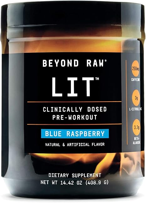 Amazon Com Beyond Raw Lit Clinically Dosed Pre Workout Powder Contains Caffeine L Citruline And Beta Alanine Nitrix Oxide And Preworkout Supplement Icy Fireworks 30 Servings Grocery Gourmet Food